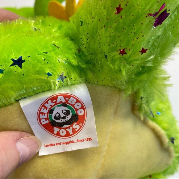 Peek-A-Boo Sparkle Starry Big Eyed Green Dragon Plush Stuffed Animal 15” NWT - Picture 8 of 10